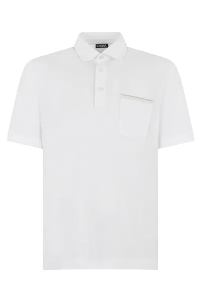 Zegna Cotton Polo With Short Sleeves In White