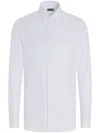 Zegna Structured Centoventimila Cotton Shirt In 蓝色