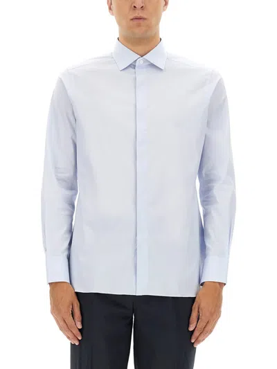Zegna Cotton Shirt In Blue