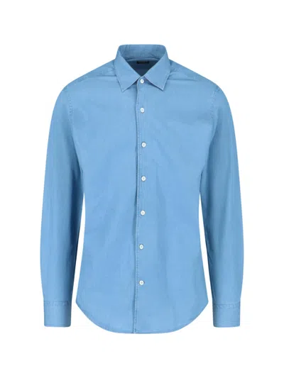 Zegna Cotton Shirt In Blue