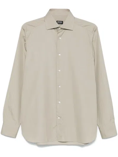 Zegna Cotton Shirt In Grey