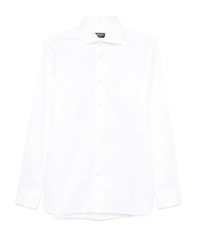 Zegna Men's Centoventimila Cotton And Linen Dress Shirt In Optical White