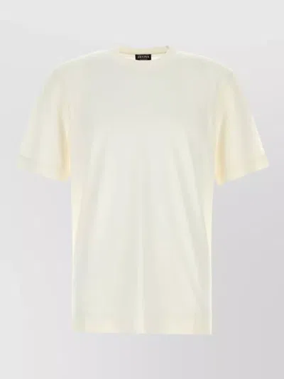 Zegna Cotton Silk Crew Neck Short Sleeve T Shirt In Yellow