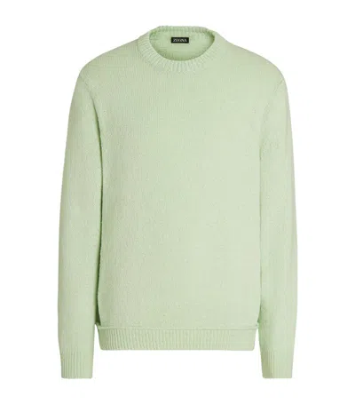 Zegna Cotton-silk Sweater In Vert D'eau Clair