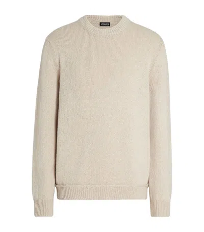 Zegna Cotton-silk Sweater In Light Beige