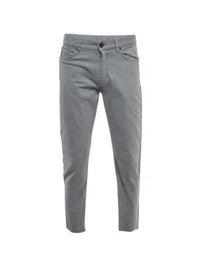 Pre-owned Zegna Cotton Slim-fit Gabardine Trousers In Gray