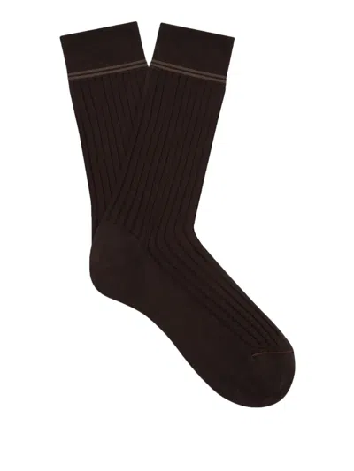 Zegna Cotton Socks In Brown