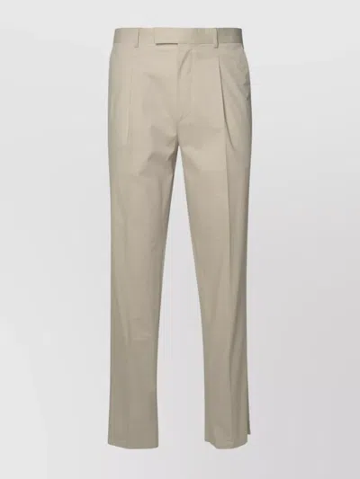 Zegna Cotton Straight Leg Pants With Pockets And Belt Loops In Gray