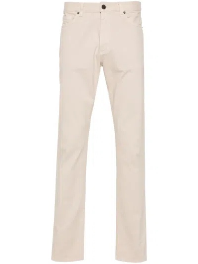 Zegna Cotton Straight-leg Trousers In Neutrals
