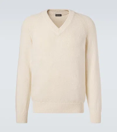 Zegna Cotton Sweater In Brown