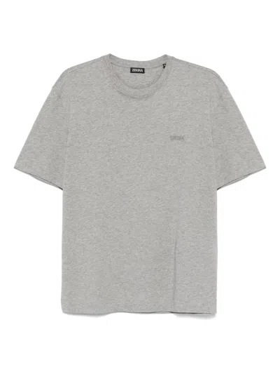 Zegna Classic Crew Neckline Chest Logo T-shirt In Gold