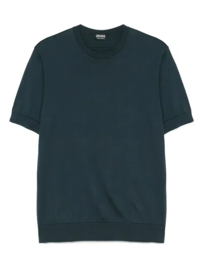 Zegna Cotton T-shirt In Blue