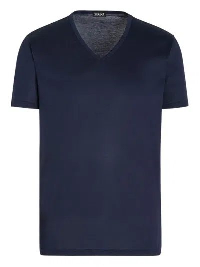 Zegna Cotton T-shirt In Blue