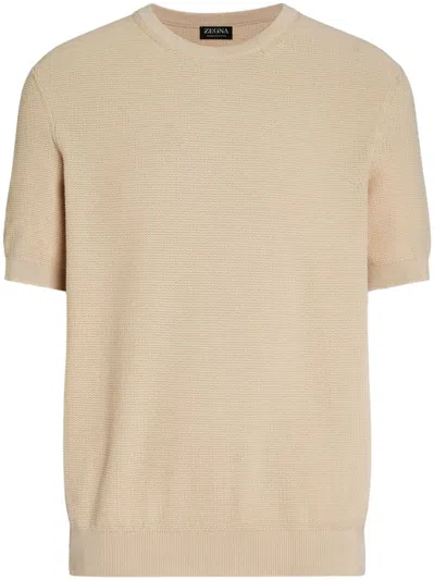 Zegna Cotton T-shirt In Light Beige