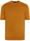 Zegna Cotton Sweatshirt With Ribbed Hem And Neckline In Yellow