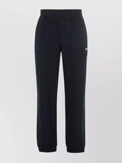 Zegna Cotton Track-pants With Elasticated Ankle Cuffs In Blue