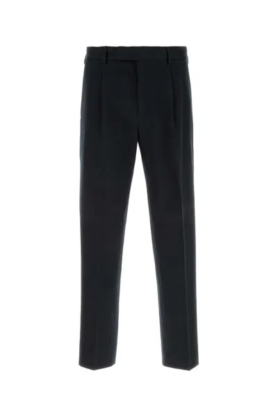 Zegna Cotton-cashmere Blend Pants For Men In Black