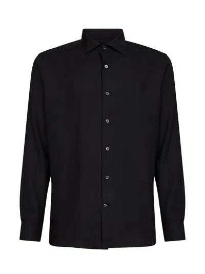 Zegna Cotton-cashmere Blend Shirt In Black