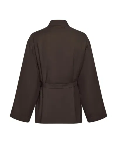 Zegna Cotton-cashmere Robe In Brown