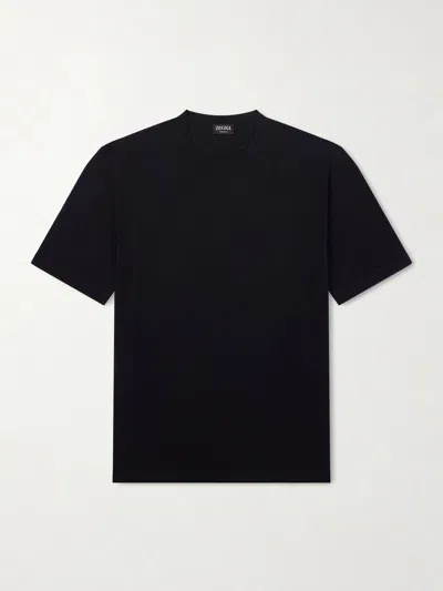 Zegna Short Sleeve Crew Neck Standard Fit T Shirt In Black