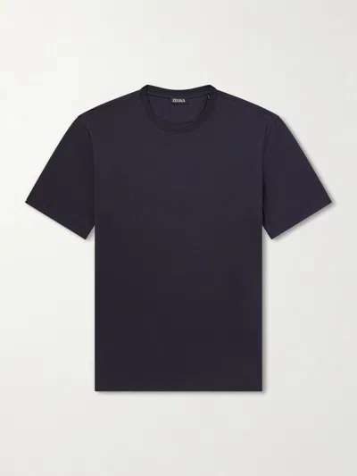 Zegna Cotton-jersey T-shirt In Blue