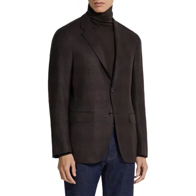 Zegna Couture Glen Plaid Cashmere & Silk Sport Coat In Dark Brown