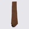 Zegna Geometric Pattern Wide Blade Ties In Brown