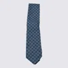 Zegna Geometric Pattern Tie Pointed Tip In Blue
