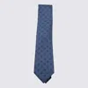 Zegna Geometric Pattern Wide Blade Ties Collection In Blue