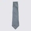 Zegna Geometric Patterned Tie Pointed Tip In Blue