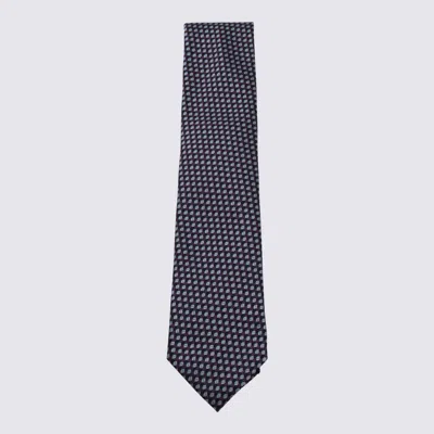 ZEGNA ZEGNA PURPLE AND WHITE SILK TIE