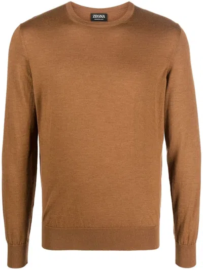 ZEGNA CREW NECK CASHMERE-SILK JUMPER