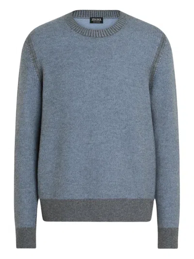 Zegna Crew-neck Cashmere Sweater In Animal Print