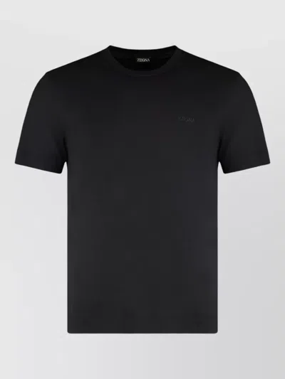 Zegna Crew Neck Cotton T Shirt Regular Fit In Black