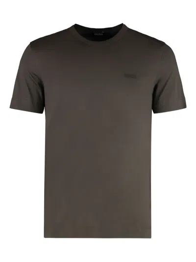 ZEGNA CREW-NECK LOGO-EMBROIDERED T-SHIRT