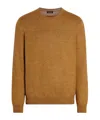 Zegna Crewneck Knitted Jumper In Brown