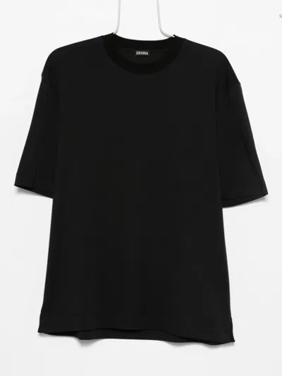 Zegna Crew-neck Short-sleeve T-shirt In Black