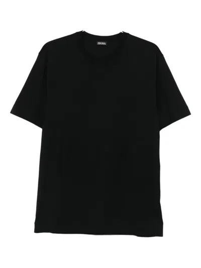 Zegna Crew-neck Short-sleeve T-shirt In Black