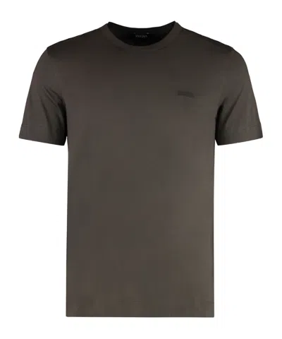 ZEGNA CREW-NECK LOGO-EMBROIDERED T-SHIRT