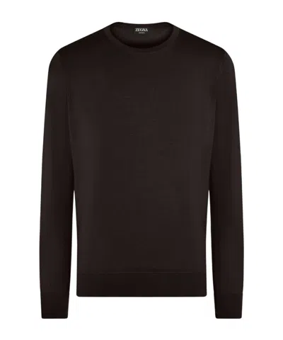 Zegna Crew-neck Sweater In Brown