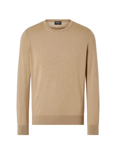 Zegna Crew-neck Sweater In Brown