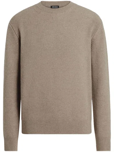 Zegna Crew-neck Sweater In Neutrals