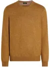 Zegna Crewneck Knitted Jumper In Brown