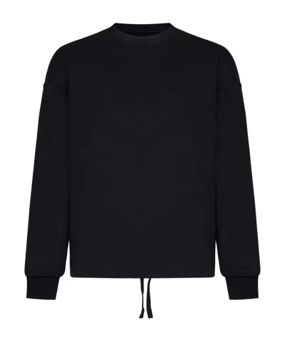 ZEGNA ZEGNA LOGO EMBROIDERED DRAWSTRING HEM CREWNECK SWEATSHIRT