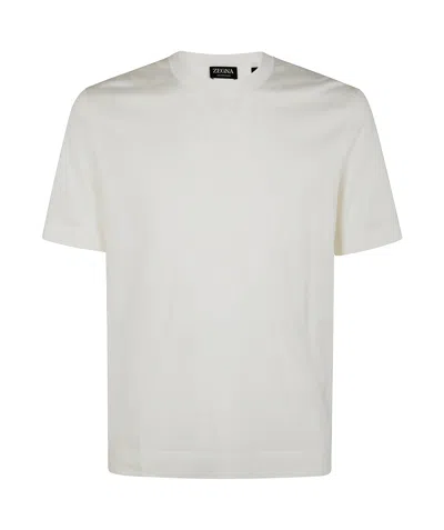 Zegna Slim-fit Logo-embroidered Cotton-jersey T-shirt In White