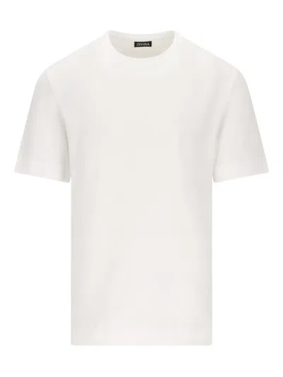 Zegna Short Sleeve Crewneck T-shirt In White