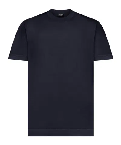 Zegna Crew Neck T-shirt In Blue