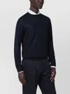 Zegna Crew Neck Wool Sweater With Ribbed Cuffs And Hem In Black