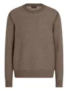 Zegna Crewneck Cashmere Sweater In Brown