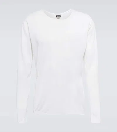 Zegna Cotton Crewneck Sweater In Off White